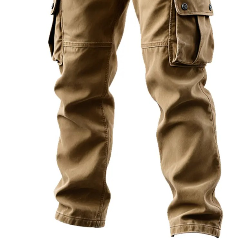 John | Men's Solid Cotton Multi-Pocket Work Trousers