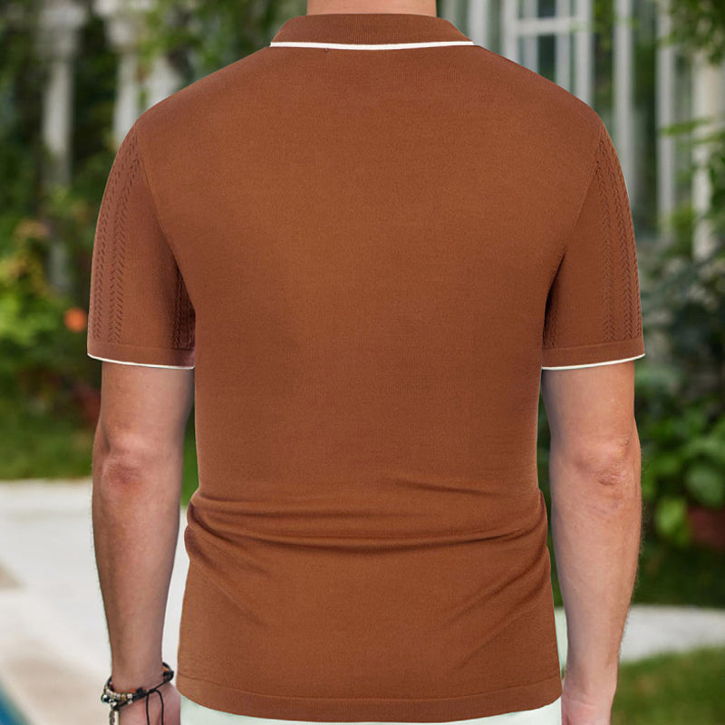 John | Men's Knitted Single-Breasted Short-Sleeved Polo Shirt