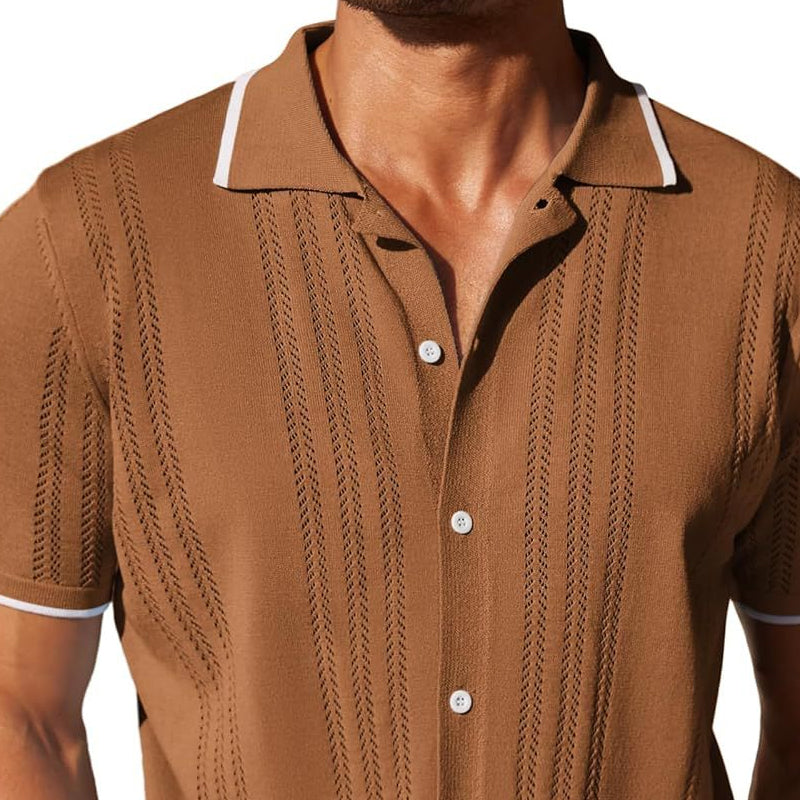 John | Men's Knitted Single-Breasted Short-Sleeved Polo Shirt