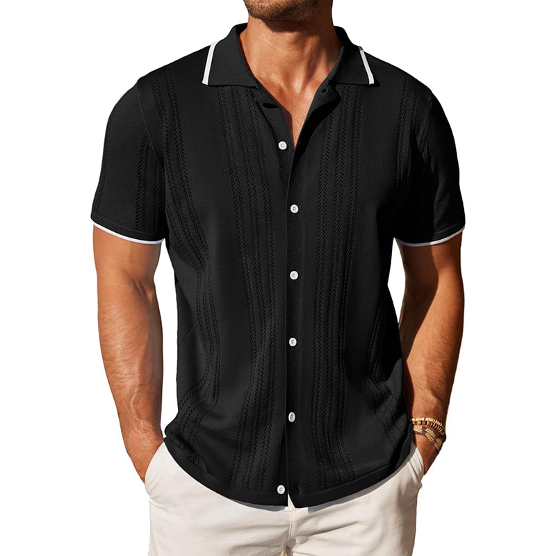 John | Men's Knitted Single-Breasted Short-Sleeved Polo Shirt