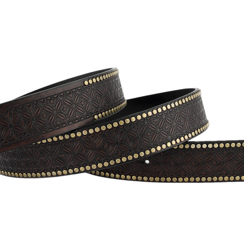 Hudson | Men's Vintage Embossed Rivet Western Cowboy Leather Belt