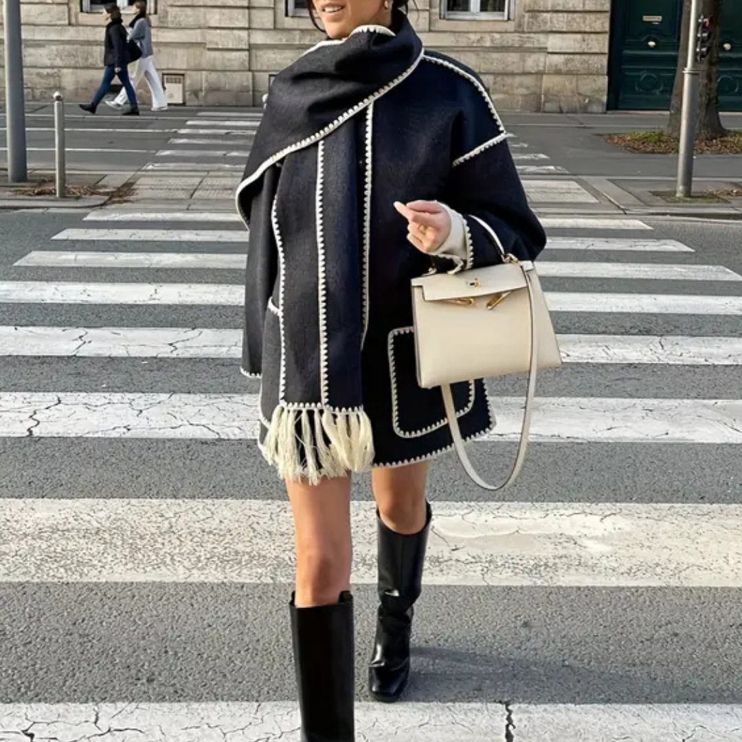 Loren | Exclusive coat with integrated modern scarf
