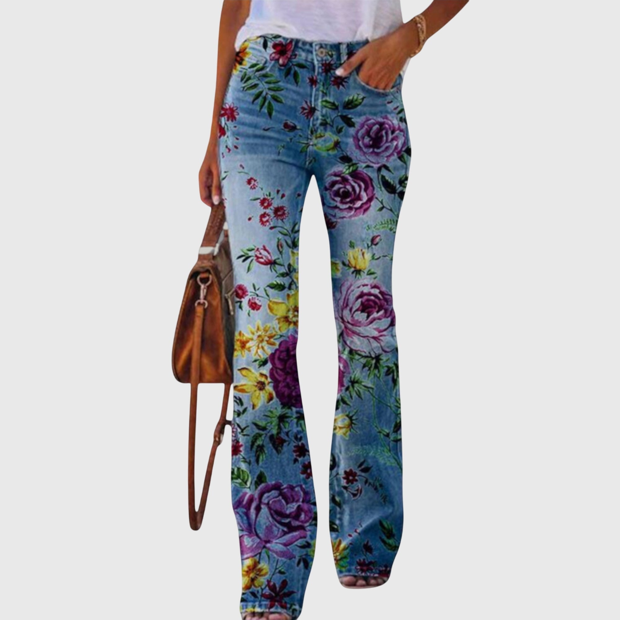 Charlotte | Denim Jeans with Flowers
