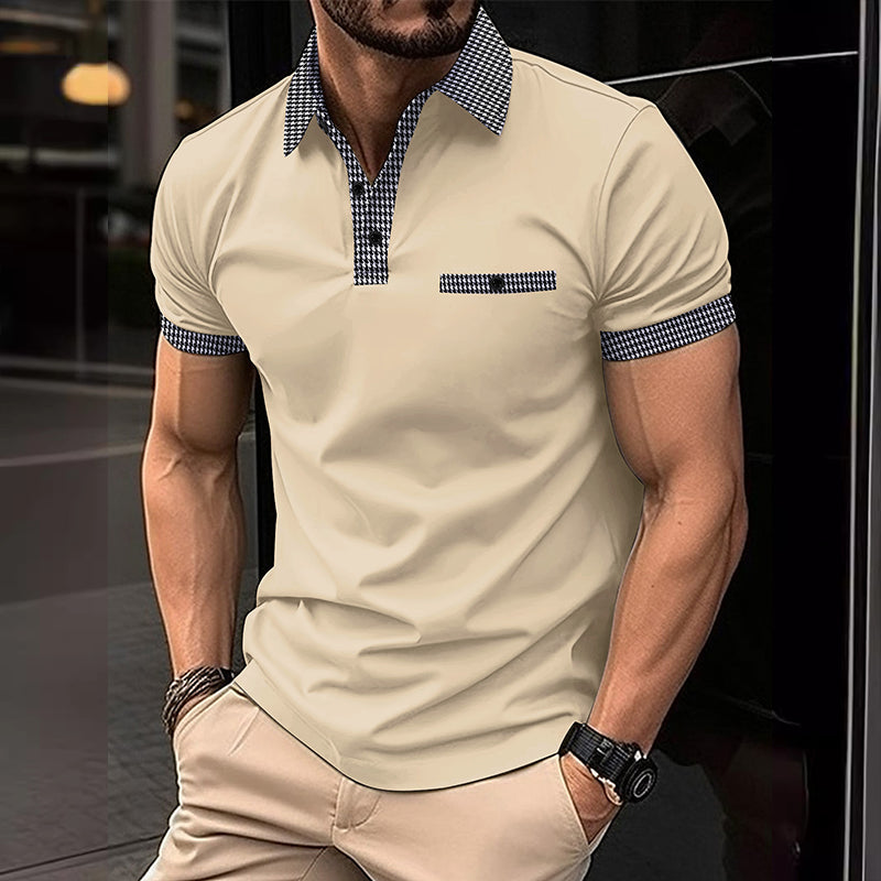 John | Men's Button Down Colorblock Sports Short Sleeve Polo Shirt
