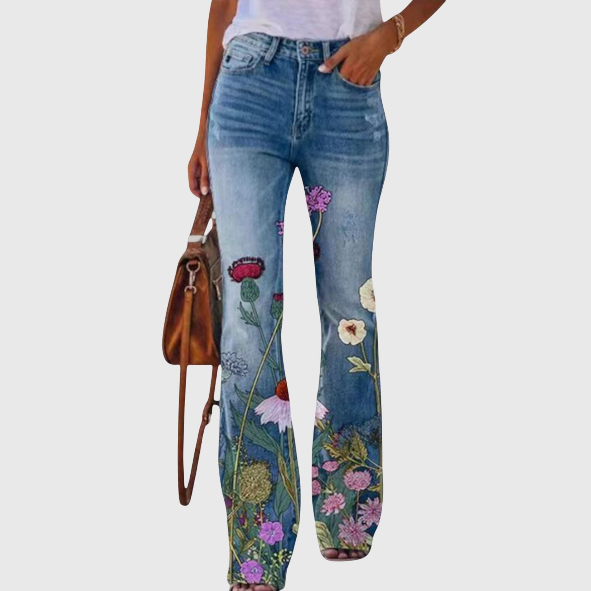 Charlotte | Denim Jeans with Flowers