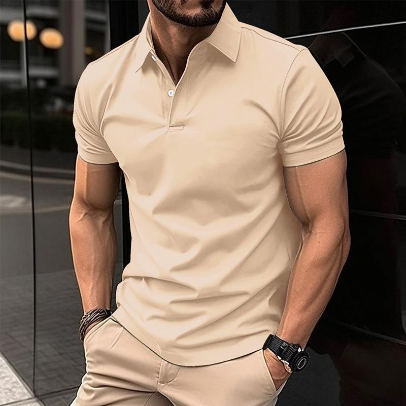 John | Men's Casual Solid Color Short Sleeved Polo Shirt