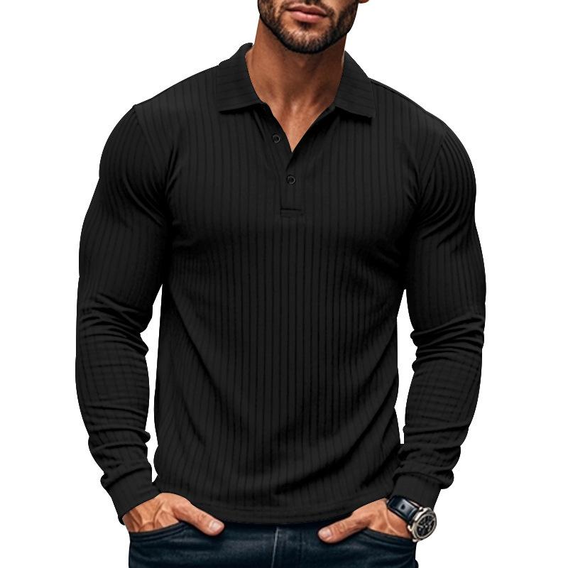 John | Men's Casual Elastic Long Sleeve POLO Shirt