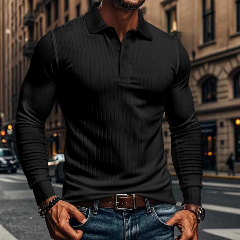 John | Men's Casual Elastic Long Sleeve POLO Shirt