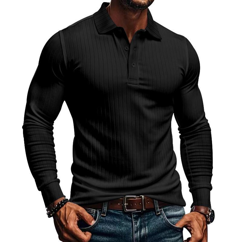 John | Men's Casual Elastic Long Sleeve POLO Shirt