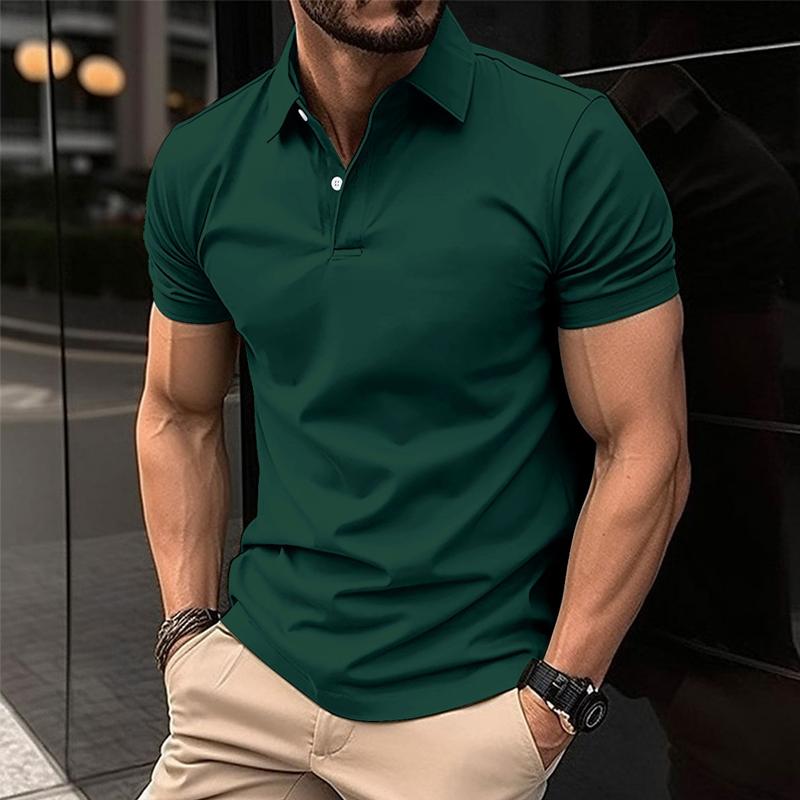 John | Men's Casual Solid Color Short Sleeved Polo Shirt