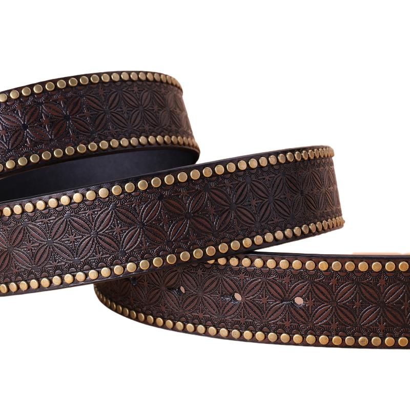 Hudson | Men's Vintage Western Cowboy Carved Punk Leather Belt
