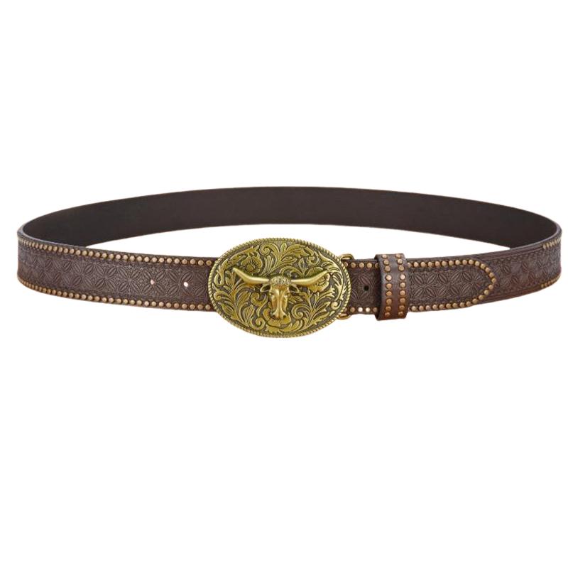 Hudson | Men's Western Cowboy Style Vintage Rivet Embossed Belt