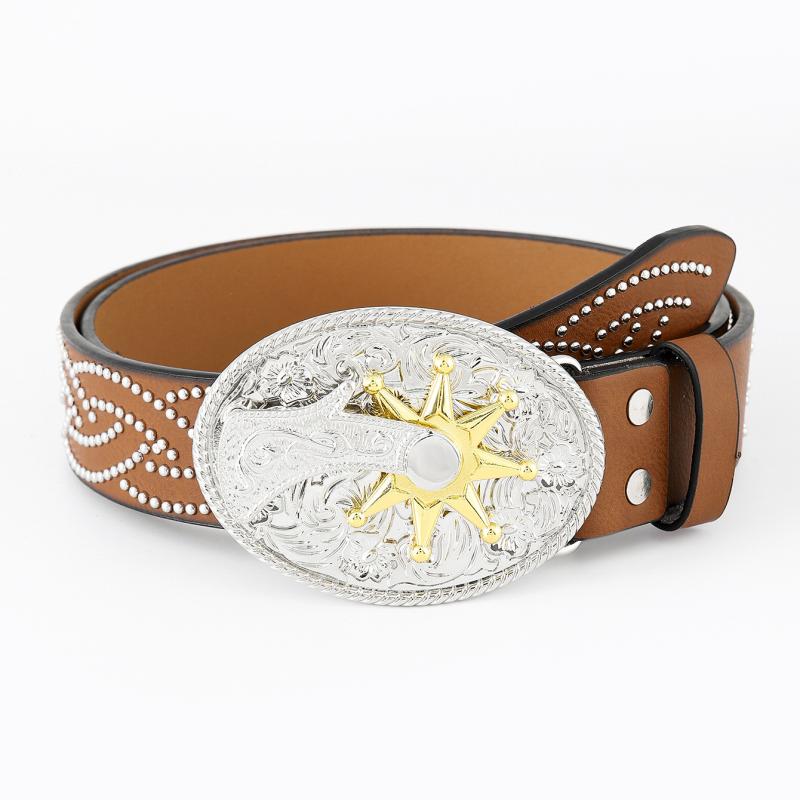 Hudson | Men's Vintage Western Cowboy Carved Punk Leather Belt