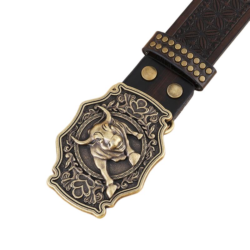 Hudson | Men's Vintage Western Cowboy Carved Punk Leather Belt