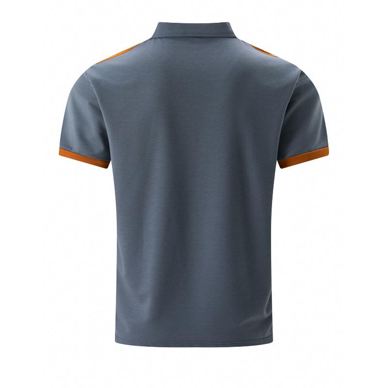 John | Men's Colorblock Chest Pocket Lapel Cotton Blend Short Sleeve Polo Shirt