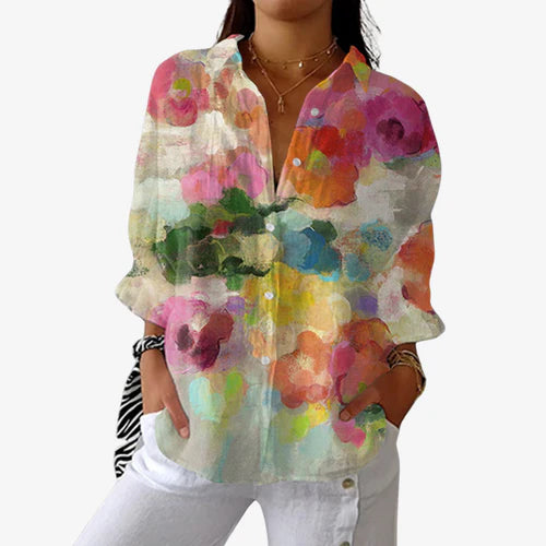 Anna | Watercolor Dreams Linen-Blend Blouse
