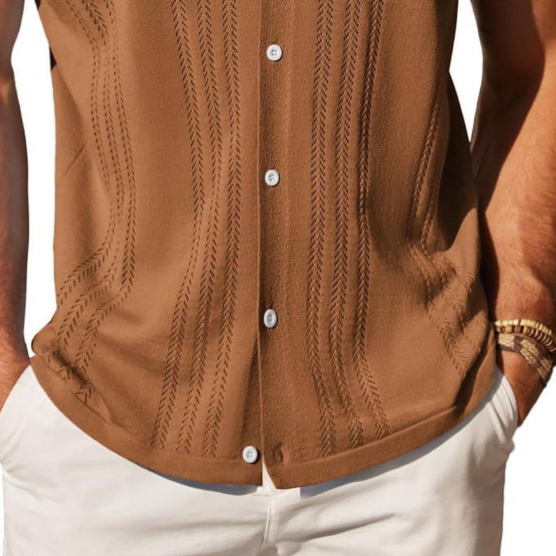 John | Men's Knitted Single-Breasted Short-Sleeved Polo Shirt