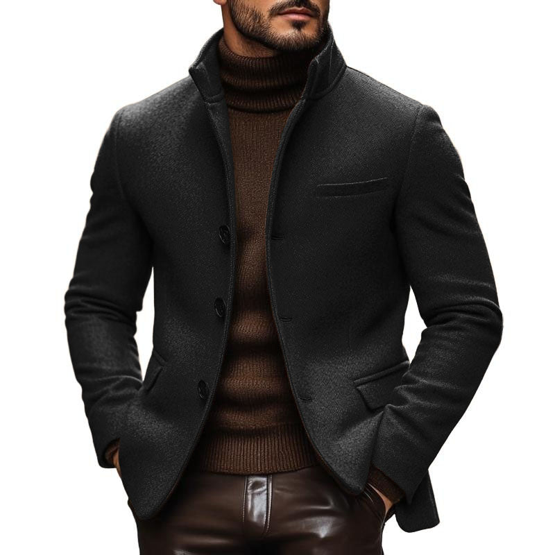 ARMANI | Men's Vintage Wool Blend Stand Collar Single Breasted Slim Blazer