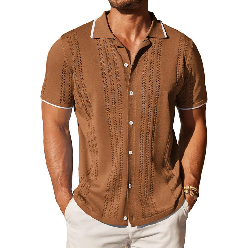 John | Men's Knitted Single-Breasted Short-Sleeved Polo Shirt