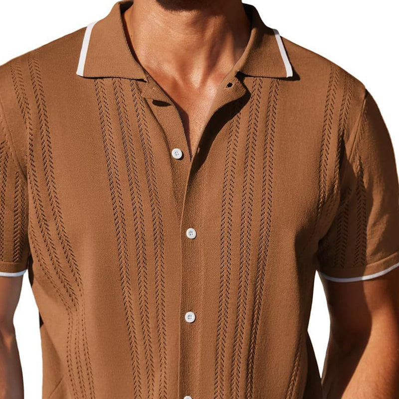 John | Men's Knitted Single-Breasted Short-Sleeved Polo Shirt