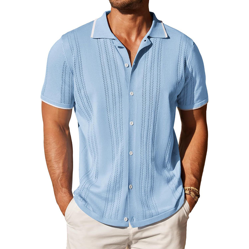 John | Men's Knitted Single-Breasted Short-Sleeved Polo Shirt