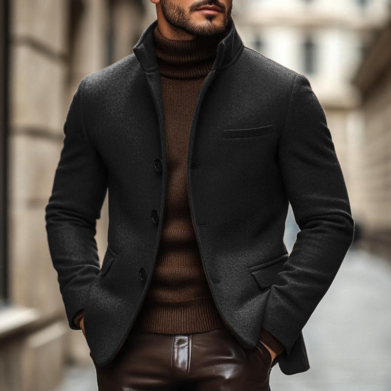 ARMANI | Men's Vintage Wool Blend Stand Collar Single Breasted Slim Blazer