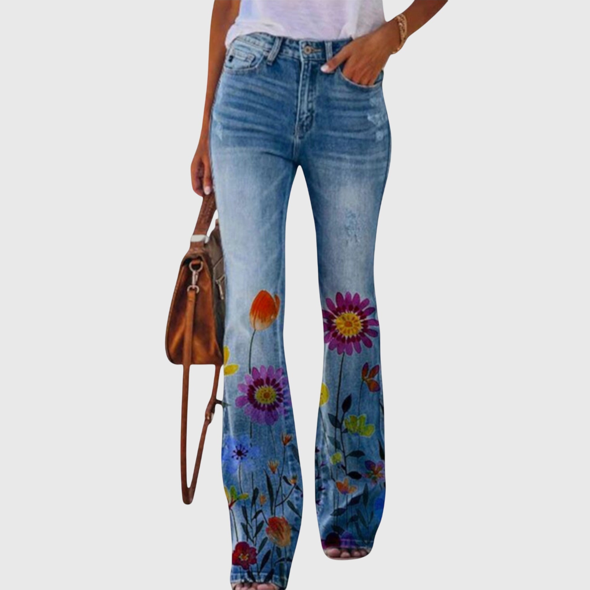 Charlotte | Denim Jeans with Flowers