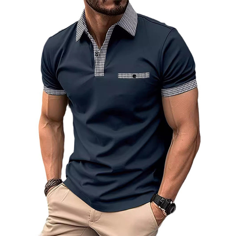 John | Men's Button Down Colorblock Sports Short Sleeve  Polo Shirt