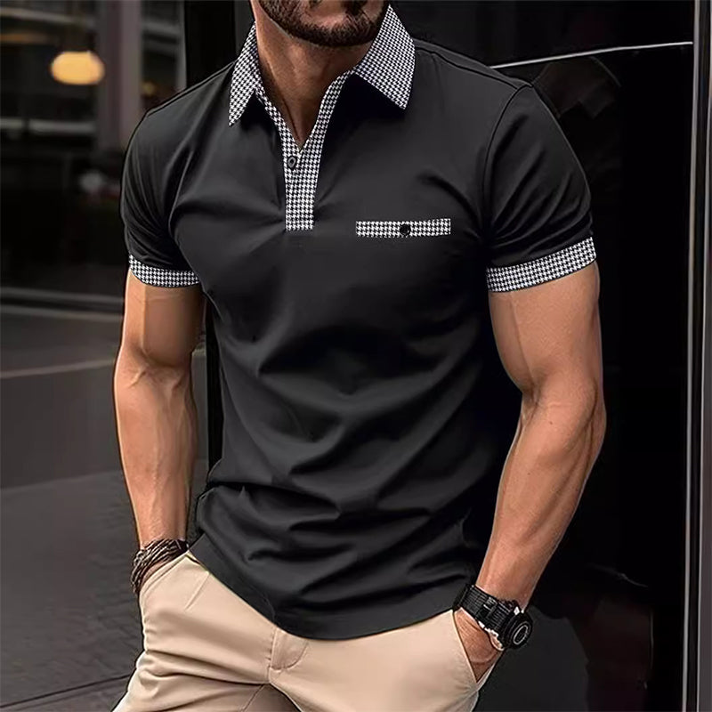 John | Men's Button Down Colorblock Sports Short Sleeve  Polo Shirt
