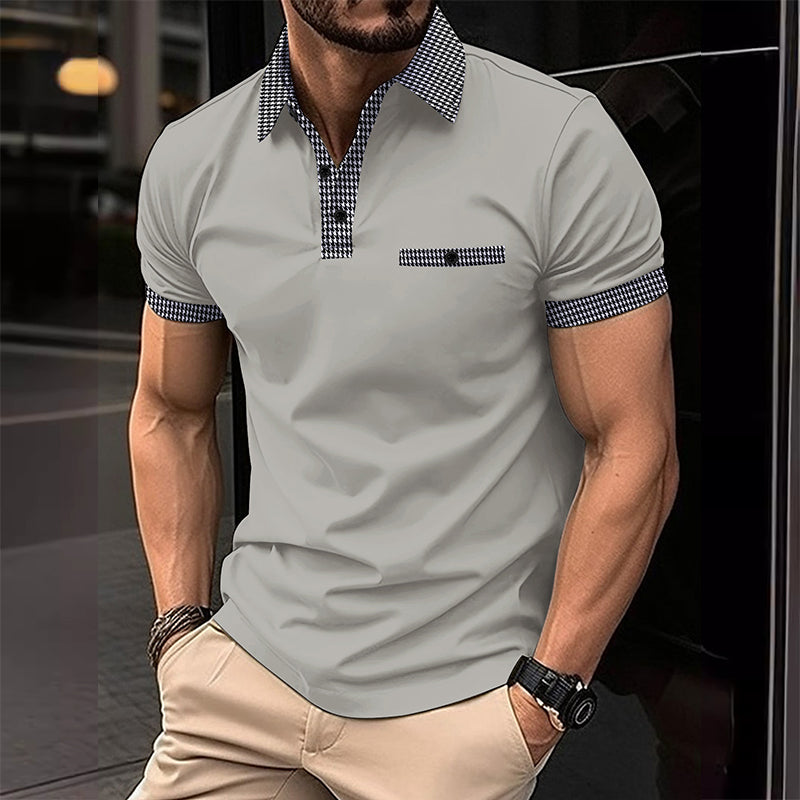 John | Men's Button Down Colorblock Sports Short Sleeve  Polo Shirt