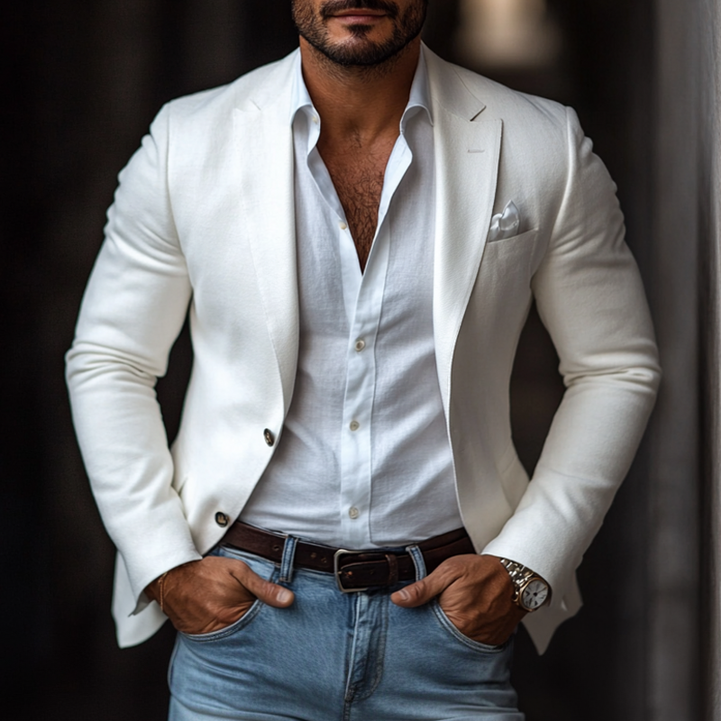 ARMANI | Men's Fashion Solid Color Dralon Notch Lapel Two Buttons Casual Blazer