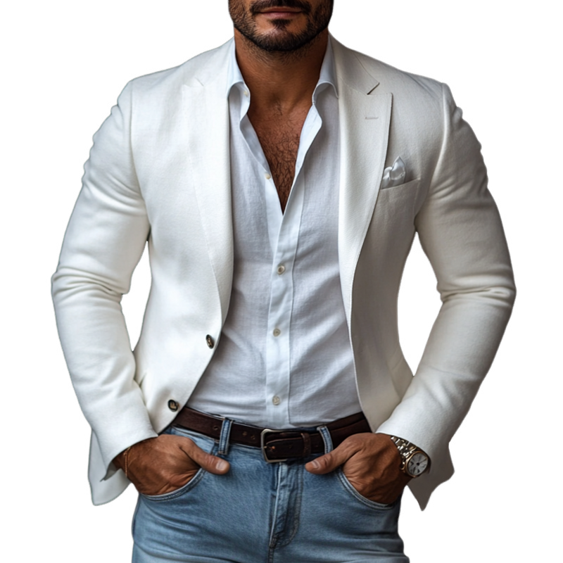 ARMANI | Men's Fashion Solid Color Dralon Notch Lapel Two Buttons Casual Blazer
