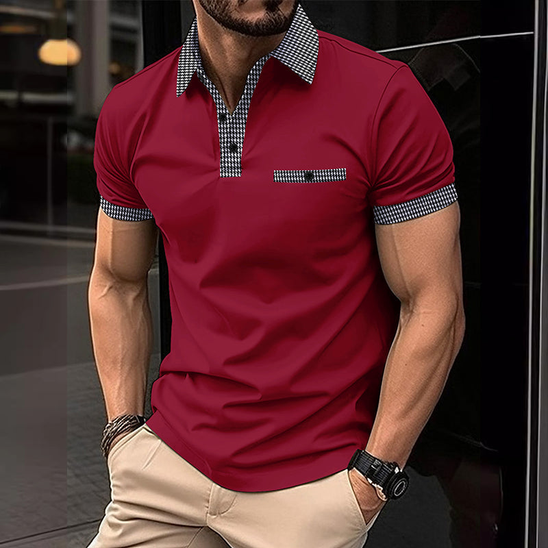 John | Men's Button Down Colorblock Sports Short Sleeve  Polo Shirt