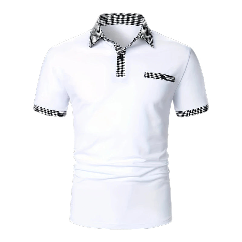 John | Men's Button Down Colorblock Sports Short Sleeve  Polo Shirt