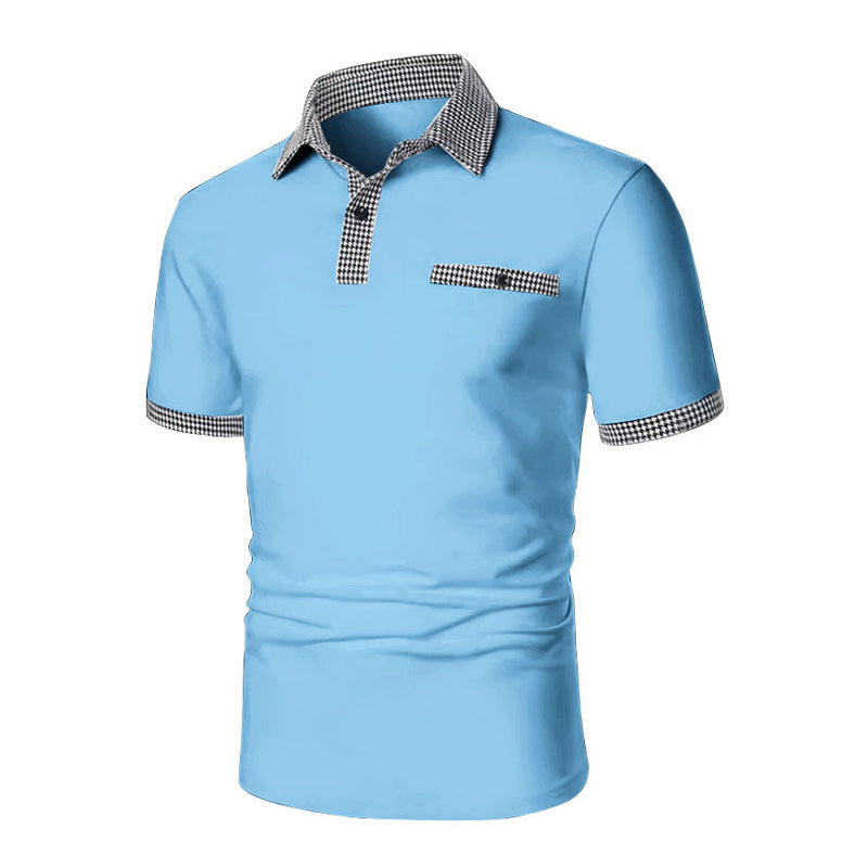 John | Men's Button Down Colorblock Sports Short Sleeve  Polo Shirt