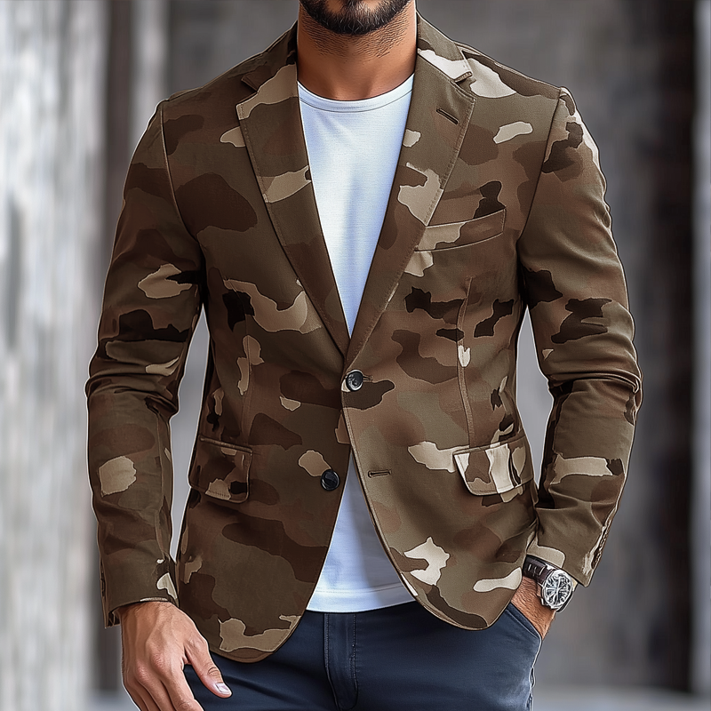 ARMANI | Men's Retro Camouflage Notch Lapel Single Breasted Casual Blazer