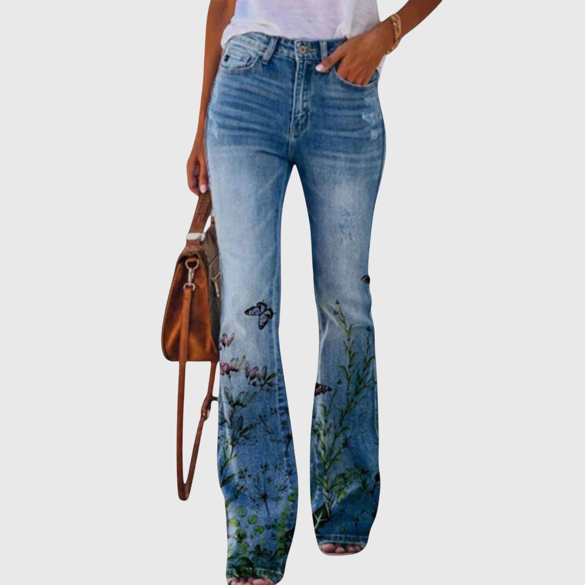 Charlotte | Denim Jeans with Flowers