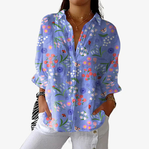Anna | Bloom Meadow Linen-Blend Blouse