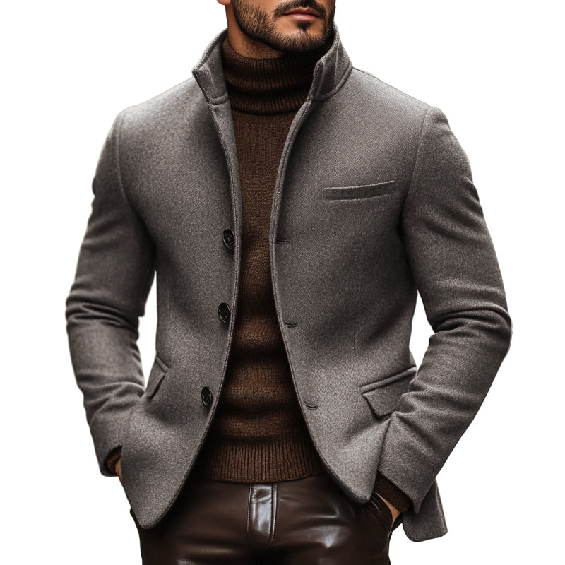 ARMANI | Men's Vintage Wool Blend Stand Collar Single Breasted Slim Blazer