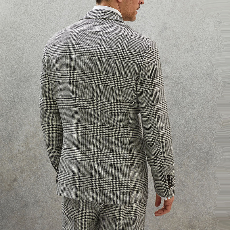 ARMANI | Men's Vintage Lapel Plaid Herringbone Blazer