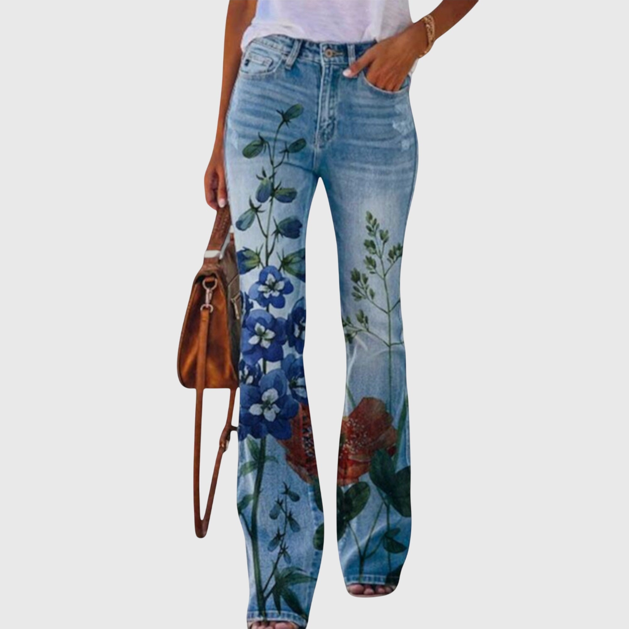 Charlotte | Denim Jeans with Flowers