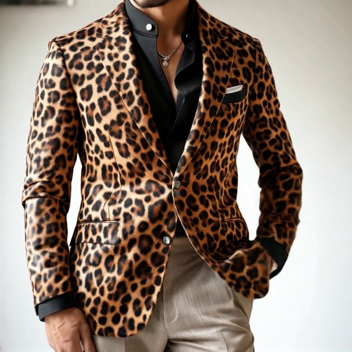ARMANI | Men's Vintage Casual Leopard Print Single Breasted Blazer