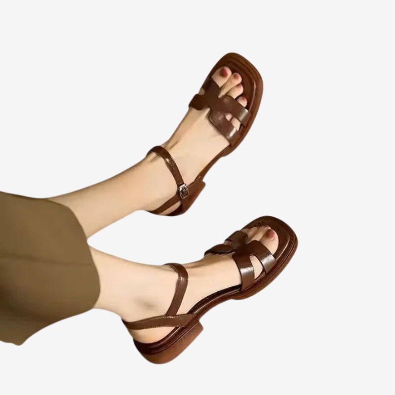 Amber | Sophisticated Leather Flat Sandals