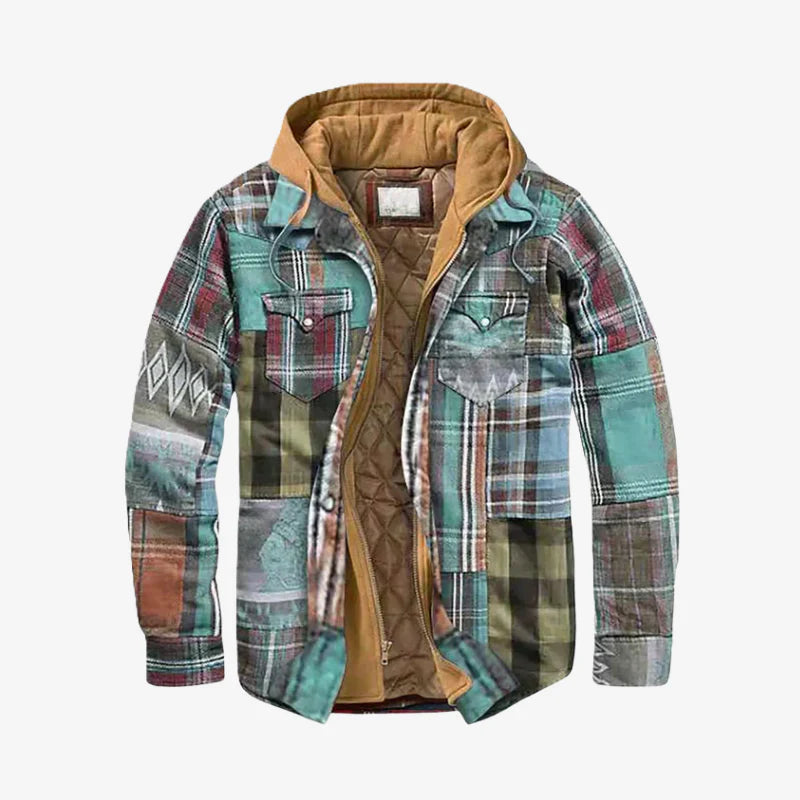 Adam | Patchwork Linen Jacket with Hood