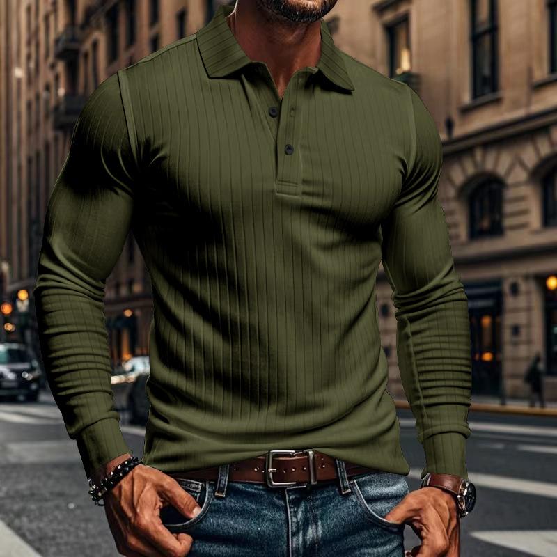 John | Men's Casual Elastic Long Sleeve POLO Shirt