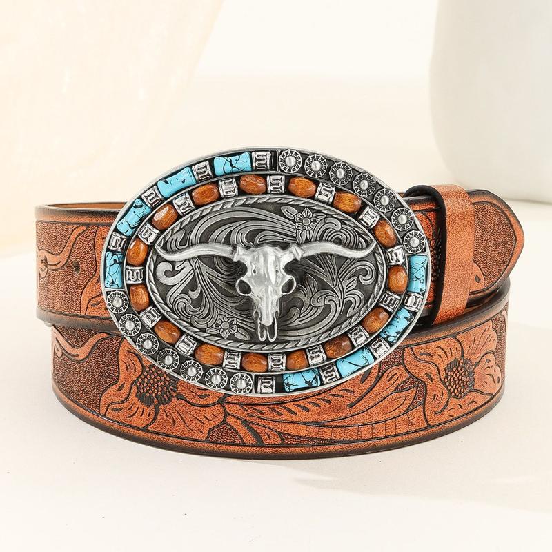 Hudson | Men's Vintage Embossed Western Cowhide Leather Belt