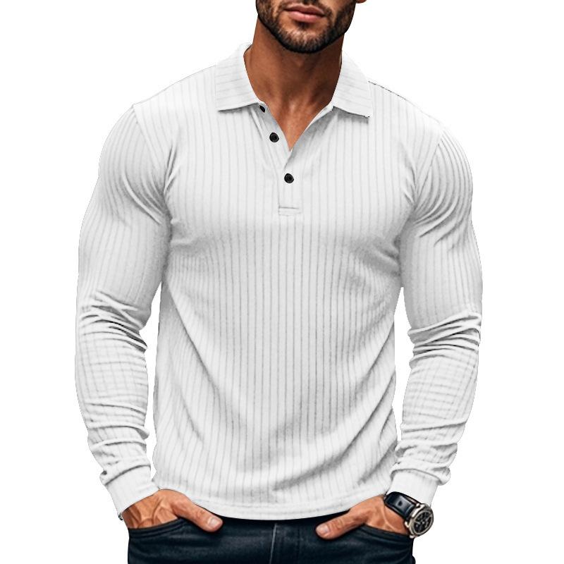 John | Men's Casual Elastic Long Sleeve POLO Shirt