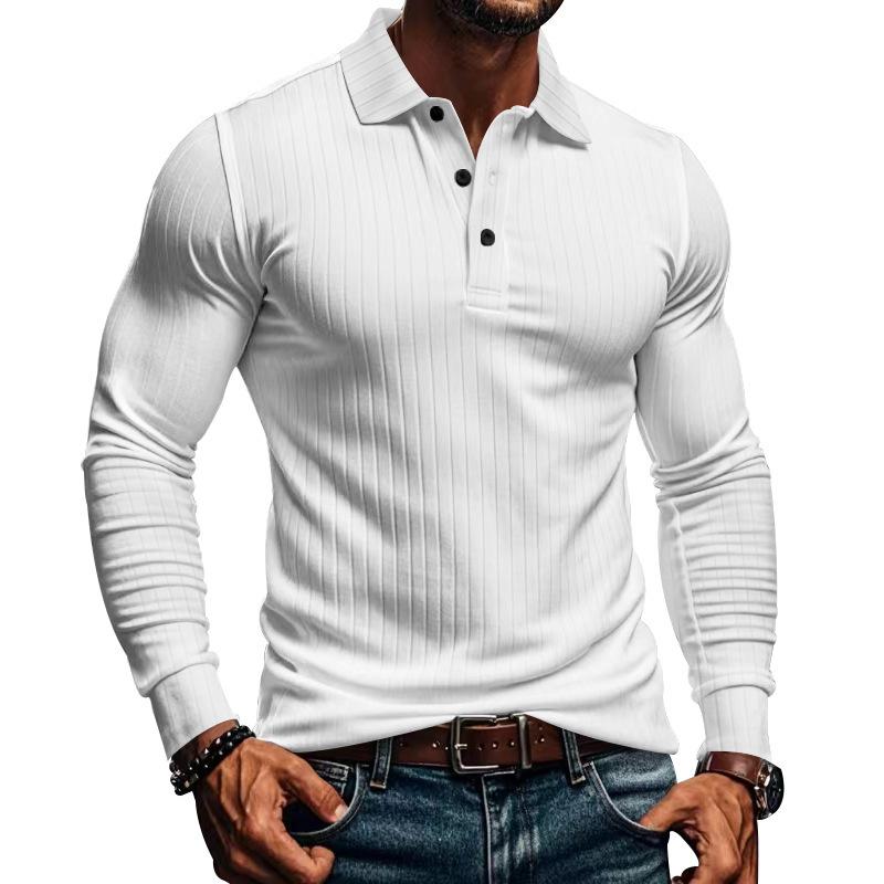 John | Men's Casual Elastic Long Sleeve POLO Shirt