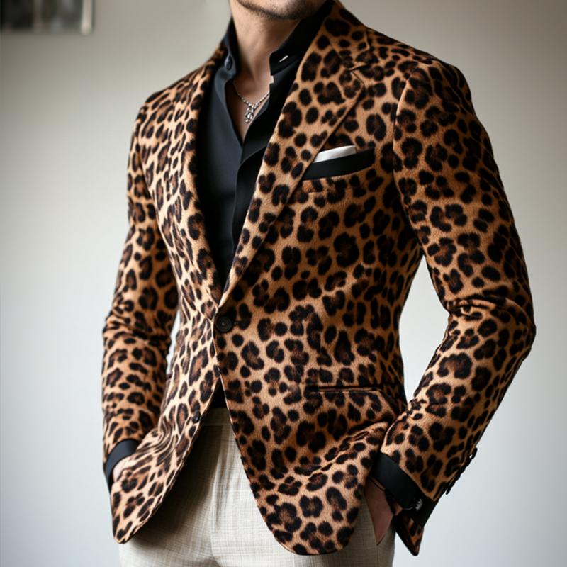 ARMANI | Men's Vintage Casual Leopard Print Single Breasted Blazer