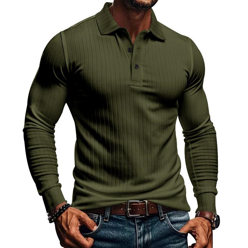 John | Men's Casual Elastic Long Sleeve POLO Shirt